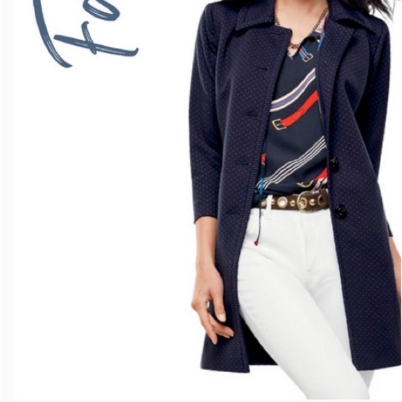 CAbi Carriage Jacket Button Ponte Long Classic Navy Blue Dotted Style 5648 - Picture 1 of 7